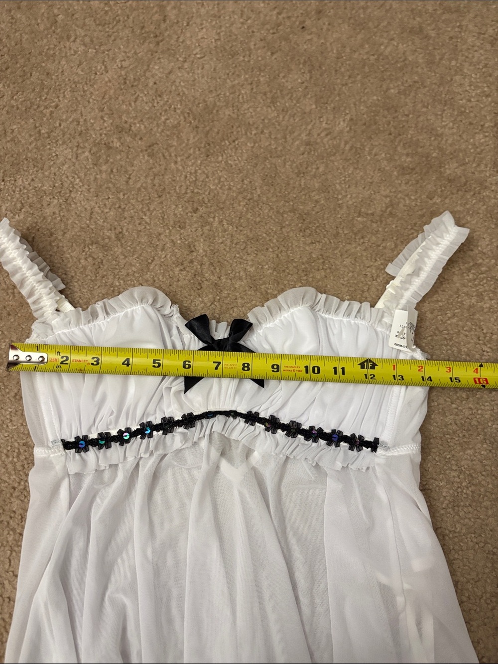 Frederick's of Hollywood Y2K White Babydoll Top Thong Set Deadstock NWT Coquette - Picture 8 of 9